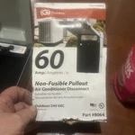 Global Disconnect Box 240V 60 Amp Breaker, Non-fusible Pullout Part #8064. Fixed Price $18.00.