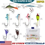 Ice Fishing Jigs Kit Lures For Walleye Perch Heads Box. Fixed Price $16.96.