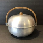 Vintage Mirror Aluminum Bread Warmer With Bamboo Handle Wood Knob #3508. Fixed Price $18.45.