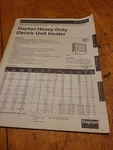 Dayton Heavy Duty Electric Unit Heater 3UF75 Thru 3UF99 Operating Manual. Fixed Price $37.17.