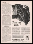 1944 Eureka Fire Hose "start The Water" U. S. Rubber New York Vintage Print Ad. Fixed Price $17.95.