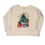 Womens Christmas Dog Graphic Long Sleeve Crewneck Sweatshirt Beige Santa Paws 2X. Fixed Price $8.83.
