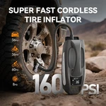 Multi-function 6000A Booster W/ 160PSI Tire Pump, 27000MAH Power Bank. Fixed Price $134.99.