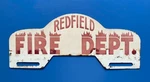 Vintage Redfield New York Department License Plate Topper Firefighter Emt. Fixed Price $49.95.