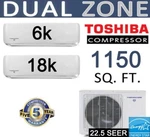 24000 Btu Dual Zone Ductless Mini Split Air Conditioner Heat Pump, 6000 +18000. Fixed Price $1879.06.