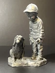 Pewter M Ricker Baseball Boy With His Dog Catch Statue 3508/3600. Fixed Price $11.99.