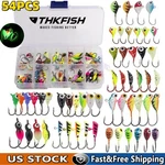 54PCS Ice Fishing Jigs And Lures Kit Glow Dark Heads For Panfish Trout. Fixed Price $23.99.