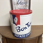 Bon Ton Potato Chips Large Vintage 3 Lb Display Sized Tin, Foods York Pa. Fixed Price $42.00.
