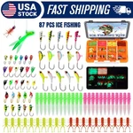 87PCS Ice Fishing Jigs Kit Glow Dark Heads Soft Lures For Walleye Crappie. Fixed Price $22.99.