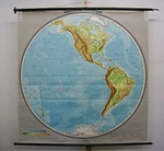 School Wall Map Planiglobe Western Hemisphere Earth Half 165X168CM 1970. Fixed Price $363.35.