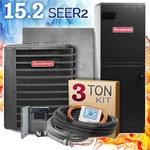 Ton Goodman Heat Pump Split System R32 Central Air Conditioner - 15.2 SEER2 Ac. Fixed Price $4970.00.